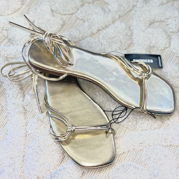 Strappy Tie-Up Flat Sandals - Picture 1 of 7